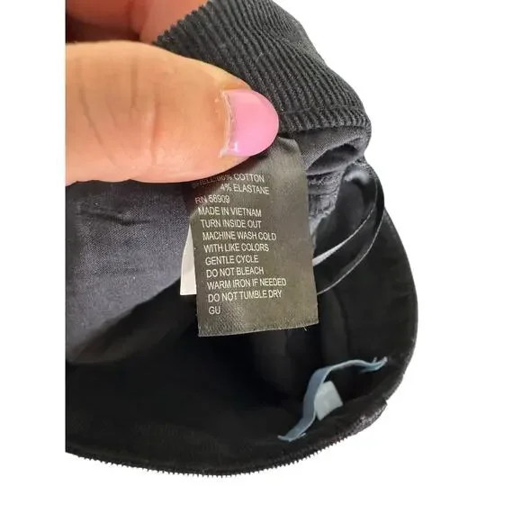 Antonio Melani Aria Black Corduroy Flare Mid Rise Classic Chino Pants - Picture 7 of 7